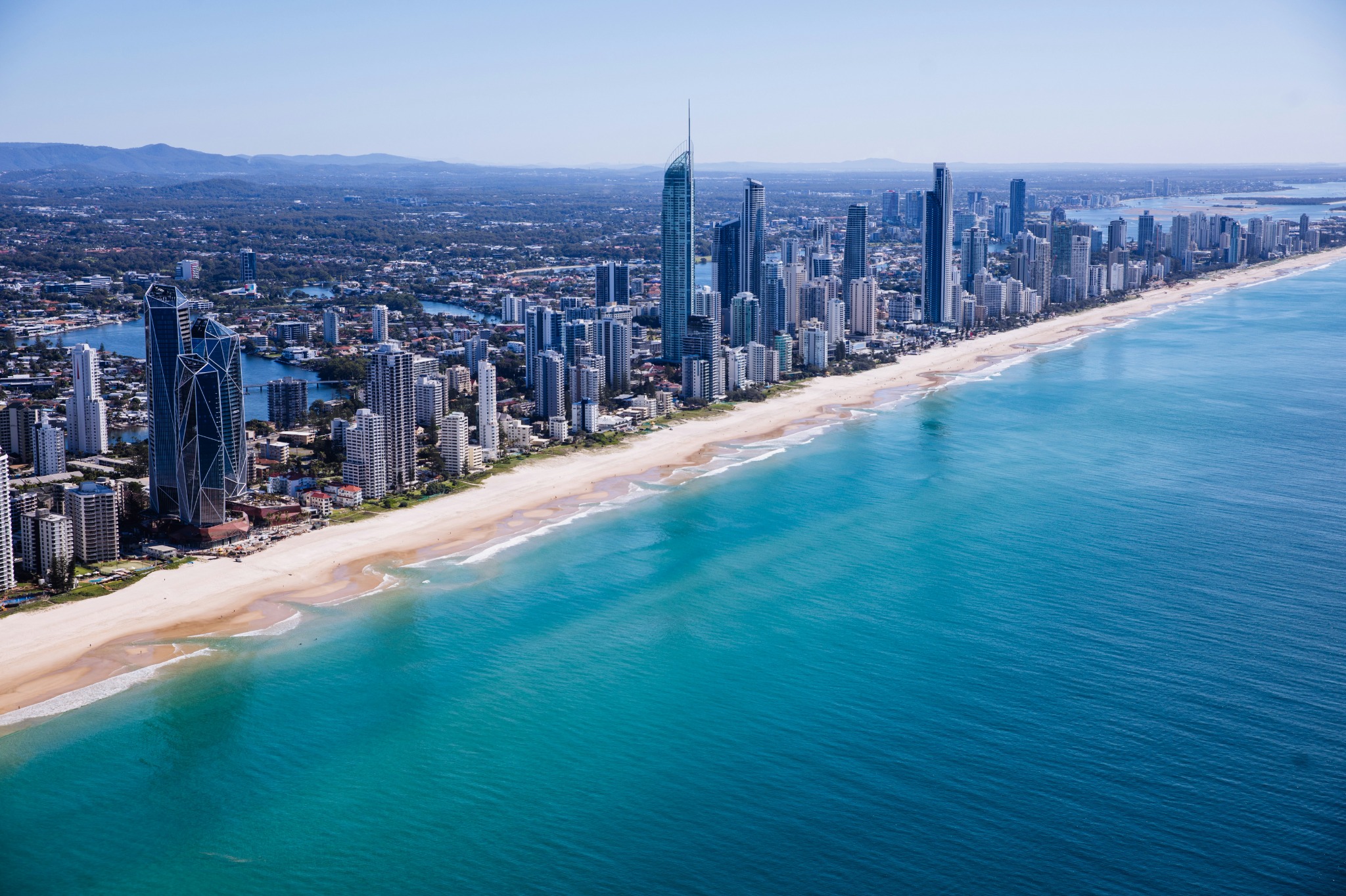 Gold Coast aerial coastline view for bespoke private tours